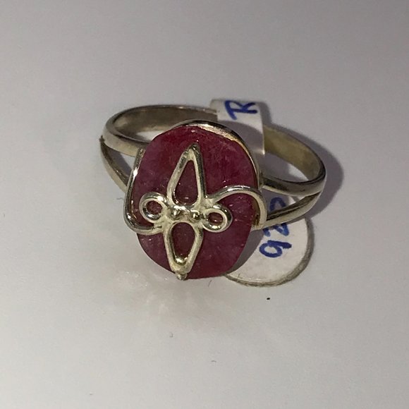 Sterling Silver Faceted Natural Ruby Ring Size, 7 1/2 - Picture 3 of 9